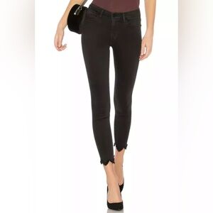 EUC Frame Denim Le High Skinny Women's Black Frayed Hem ankle jeans size 25